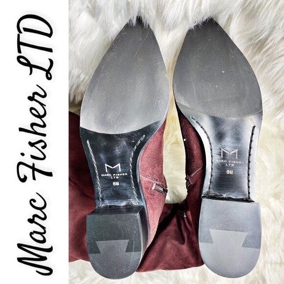 MARC FISHER LTD Yuna Burgundy Red Over the Knee Faux Suede Boot, Size 6M - Picture 7 of 10